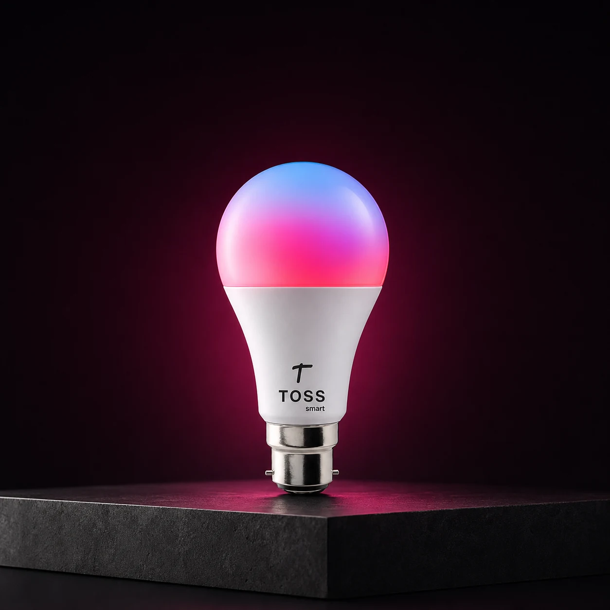 Toss Smart lighting in a dark studio setting